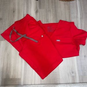 Figs Scrubs Set Red